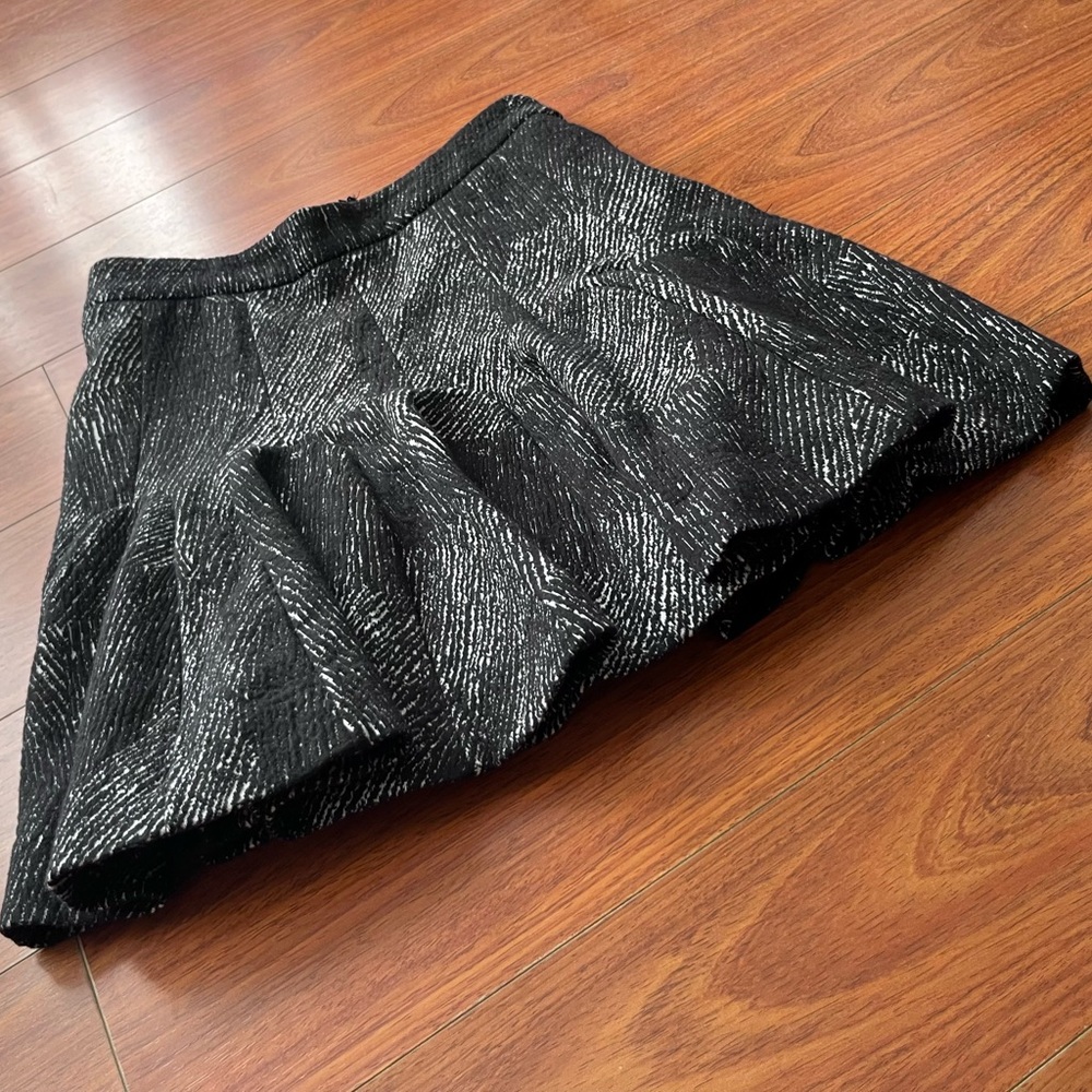 Banana Republic Godet Mini Skirt Black and White Striped Pockets 00P Stretch